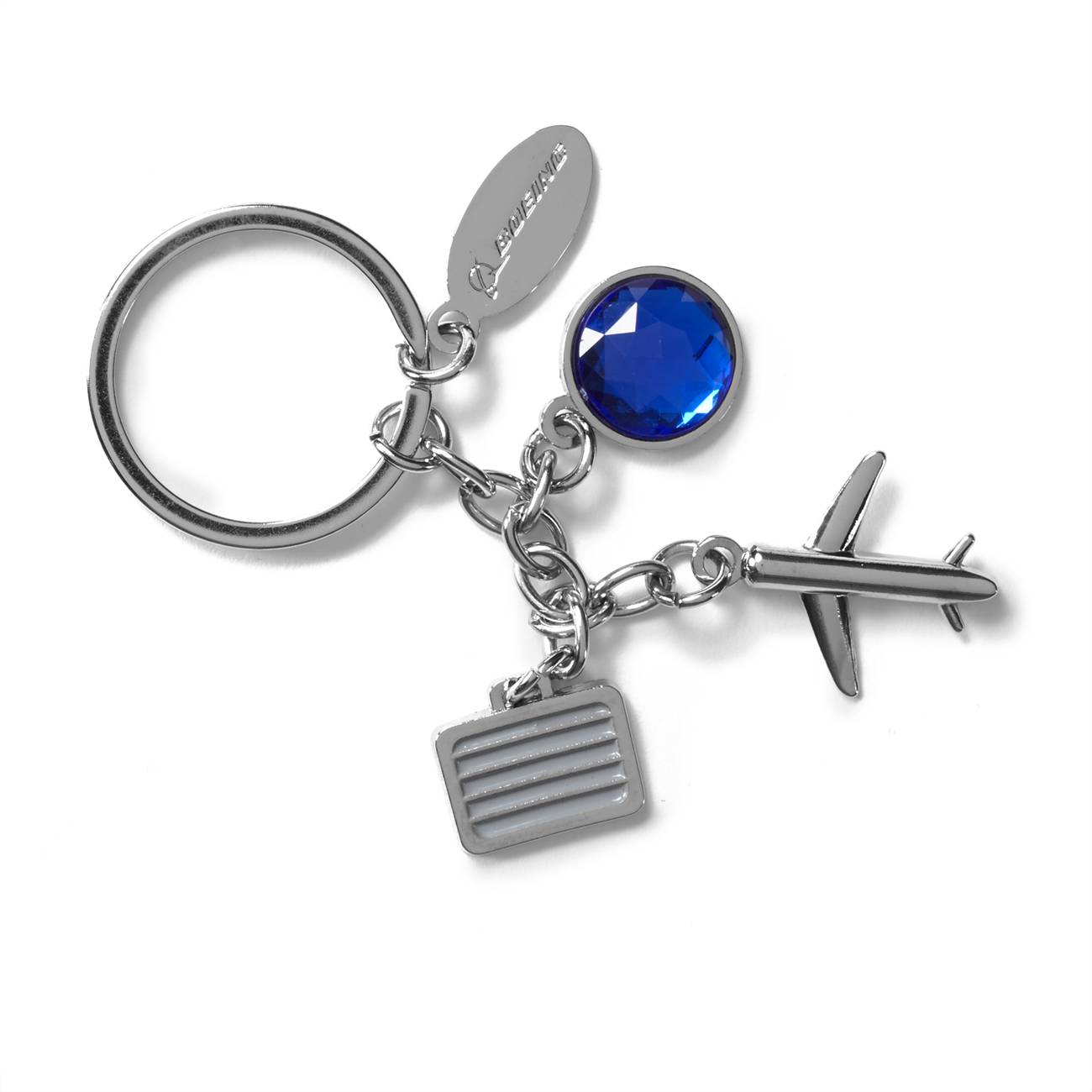 Boeing Airplane and Suitcase Charm Keychain