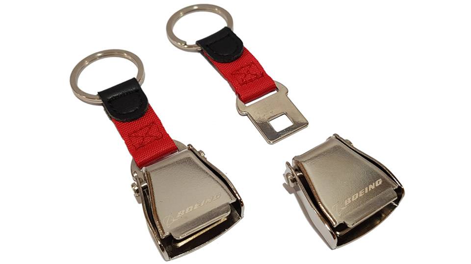 Boeing Seat Belt Keychain Red