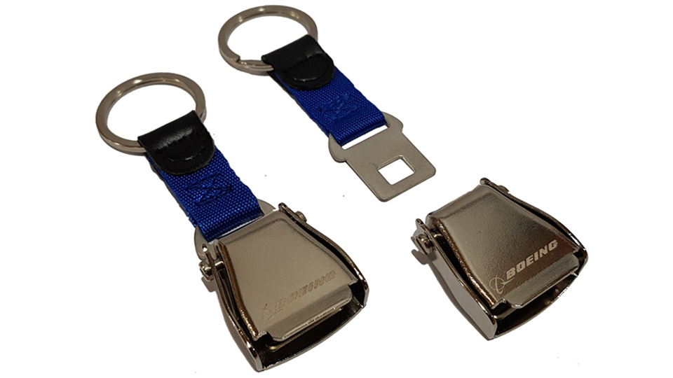 Boeing Seat Belt Keychain Blue